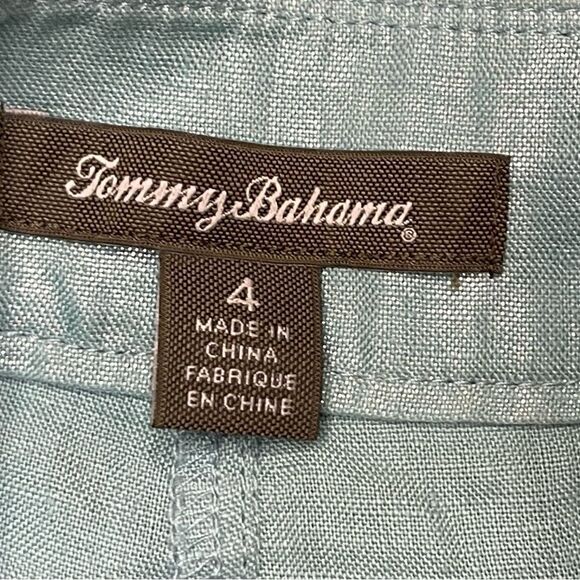 Tommy Bahama Sea-foam Mint Green Shorts Sparkle Size 4 100% Linen Designer EUC - Picture 4 of 6